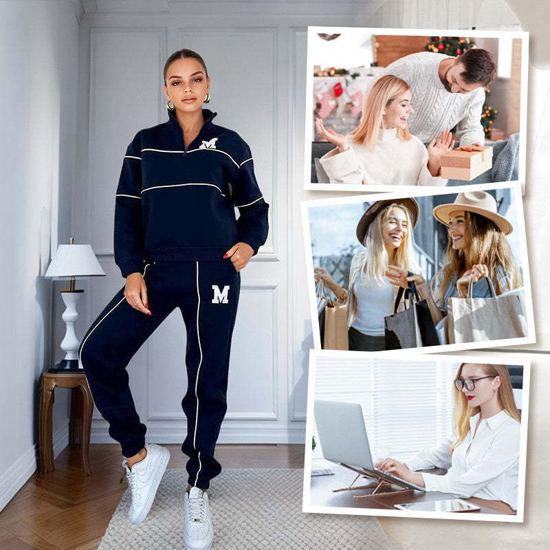 Womens 2 Piece Lounge Hoodless Pullover Sweatshirt Baggy Fashion Sweatpants With Pockets