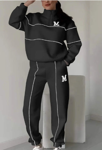 Womens 2 Piece Lounge Hoodless Pullover Sweatshirt Baggy Fashion Sweatpants With Pockets