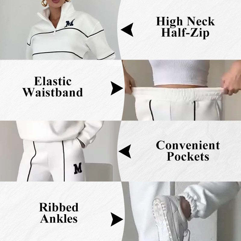 Womens 2 Piece Lounge Hoodless Pullover Sweatshirt Baggy Fashion Sweatpants With Pockets