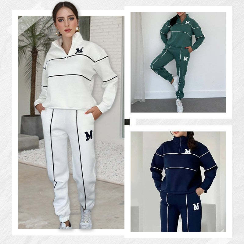 Womens 2 Piece Lounge Hoodless Pullover Sweatshirt Baggy Fashion Sweatpants With Pockets