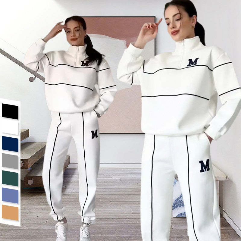 Womens 2 Piece Lounge Hoodless Pullover Sweatshirt Baggy Fashion Sweatpants With Pockets