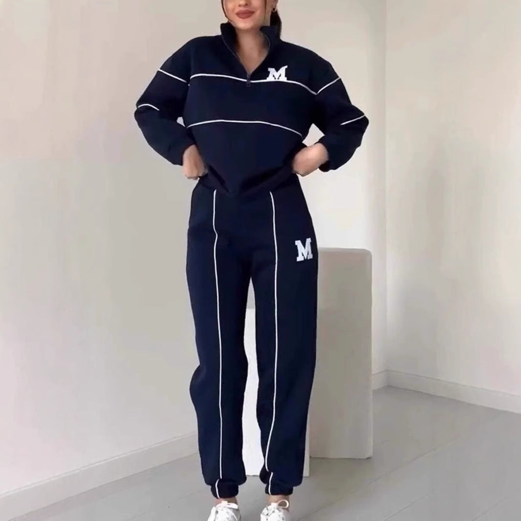 Womens 2 Piece Lounge Hoodless Pullover Sweatshirt Baggy Fashion Sweatpants With Pockets