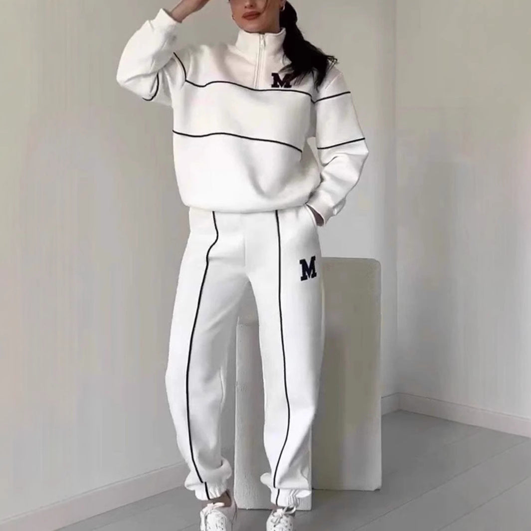 Womens 2 Piece Lounge Hoodless Pullover Sweatshirt Baggy Fashion Sweatpants With Pockets